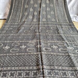 Elegant Printed Lawn Saree – Motif on Teal – 7 meter #16