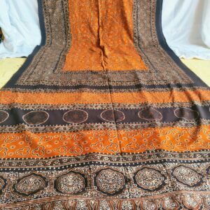 Elegant Printed Lawn Saree – Motif on Teal – 7 meter #13