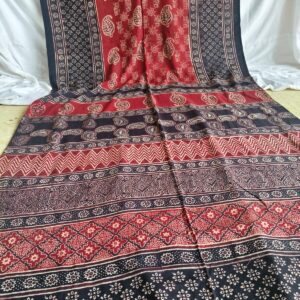 Elegant Printed Lawn Saree – Motif on Teal – 7 meter #09