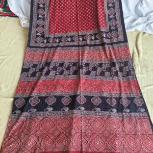 Elegant Printed Lawn Saree – Motif on Teal – 7 meter #08