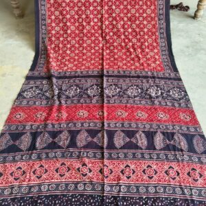 Elegant Printed Lawn Saree – Motif on Teal – 7 meter #07