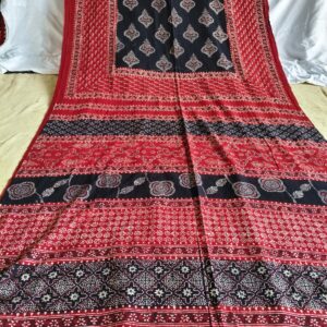 Elegant Printed Lawn Saree – Motif on Teal – 7 meter #06