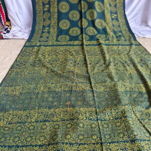 Elegant Printed Lawn Saree – Motif on Teal – 7 meter #05