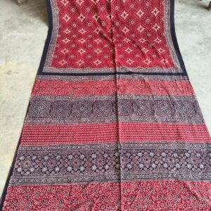 Elegant Printed Lawn Saree – Motif on Teal – 7 meter #04