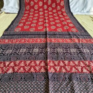 Elegant Printed Lawn Saree – Motif on Teal – 7 meter #02